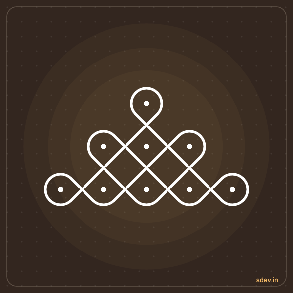 Sikku Kolam, 1-3-5 straight dots, No. 1: finished kolam design