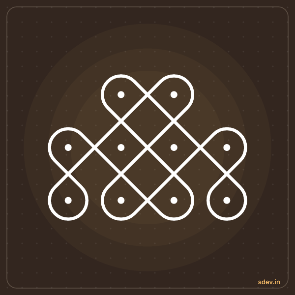 Sikku Kolam, 2-4-4 straight dots, No. 1: finished kolam design