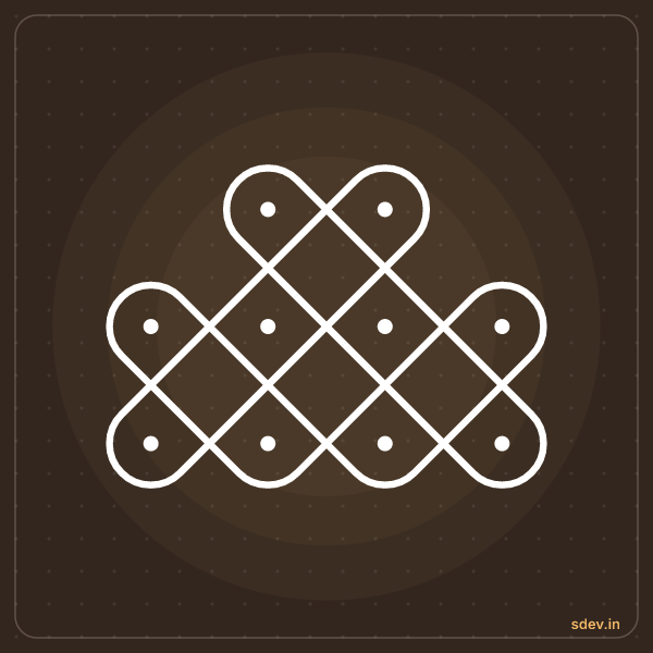 Sikku Kolam, 2-4-4 straight dots, No. 17: finished kolam design