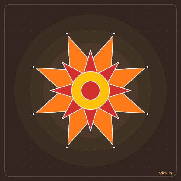Sun Rangoli, No. 48: finished kolam design